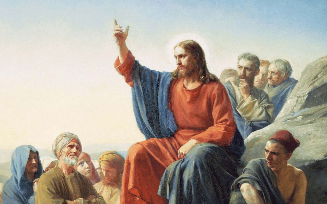 Jezus Chrystus naucza Swych uczniów podczas Kazania na górze