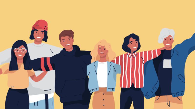 ilustracja przedstawiająca spędzających wspólnie czas nastolatków